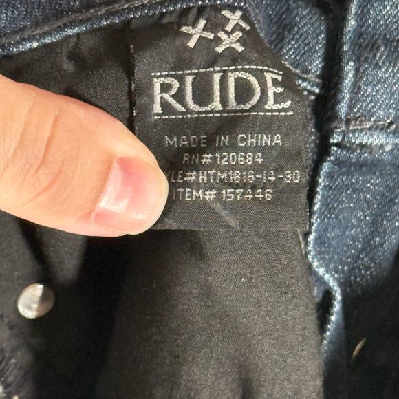 RUDE Hot Topic NWT Men's 26x30 Dark Vintage Core Skinny Jeans Stretch Denim - Picture 5 of 10